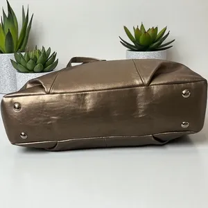 Coach Metallic Bronze Leather Buckle Shoulder Bag Satchel Handbag Purse‎ thumbnail 8