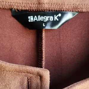 Allegra K Womens Jacket Brown Faux Suede Cropped‎ Gold Button L thumbnail 3
