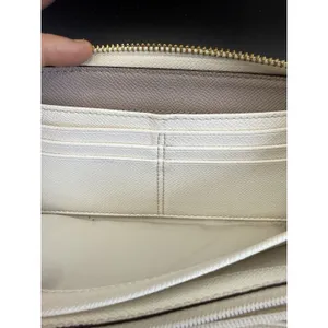 EUC COACH Bicolor Accordion Zip Around Long Wallet Genuine Leather Taupe/Ivory thumbnail 9