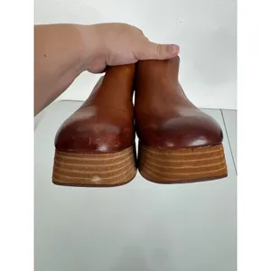 Kork-Ease Brown Leather Platform Mules Block Heel Square Toe KE0016916 Size 8M thumbnail 4