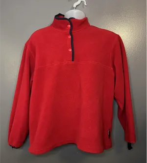 Woolrich Fleece Pullover Womens Medium Red Polartec Snap Mock Neck Outdoor Warm thumbnail 1