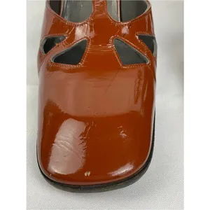 Vintage Miu Miu Y2K Pumps Patent Leather Cutout T-Strap Block Heel EU 36 Cognac thumbnail 3