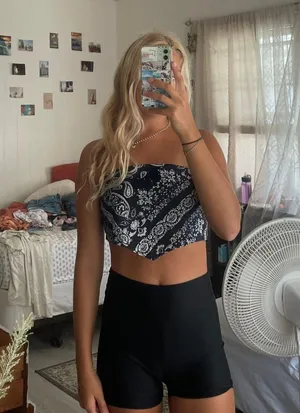 Blue Paisley Strapless Crop thumbnail 1