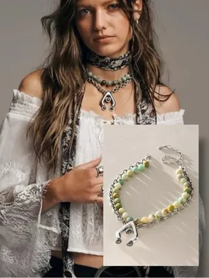 Free People Ariana Ost Bohemian Chunky Layered Think Im Dreaming Necklace NWT thumbnail 2