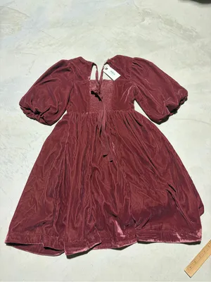 In loom NWT Velvet Desert rose Puff Sleeve mini Dress small MSRP$69 thumbnail 6