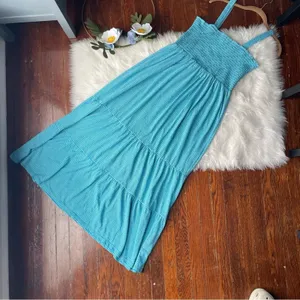 Easel Blue & White Striped Maxi Tiered Dress Summer thumbnail 1