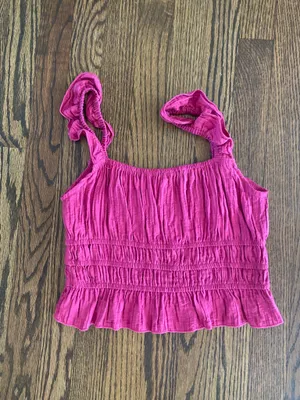 Pink ruched top thumbnail 1