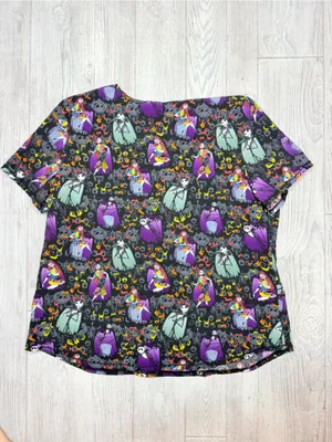 Nightmare before Christmas short sleeve scrub shirt top w/ pockets Halloween xl thumbnail 5