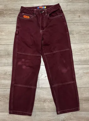 Empyre‎ Loose Fit Skate Pants Burgundy Double Knee Workwear Jeans Womens 28 y2k thumbnail 1