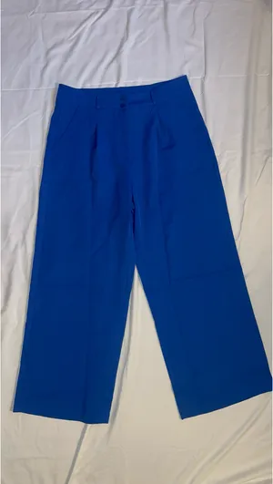 Royal Blue Pleated Wide Leg Trouser Pants XL thumbnail 7
