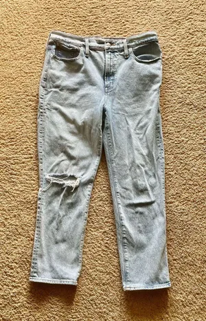💙 Madewell The Perfect Vintage Crop Jeans – Size 31 – Ripped Knee Light Wash 💙 thumbnail 1