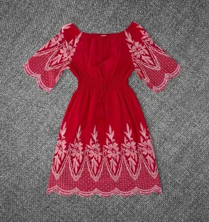 Kindred Embroidered Off-The-Shoulder Boho Mini Dress Size M thumbnail 1