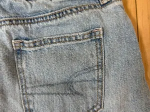American Eagle Hi Rise A Line Light Wash Denim Jean Mini Skirt Size 0 thumbnail 7