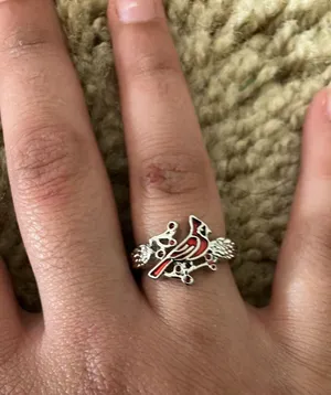 Silver Red Elegant Vintage Antique Cardinal Ring thumbnail 3