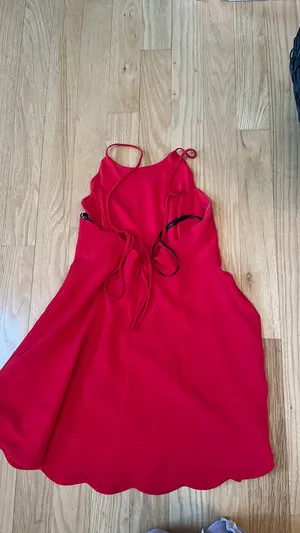 Lulus Red Scallop Dress thumbnail 3