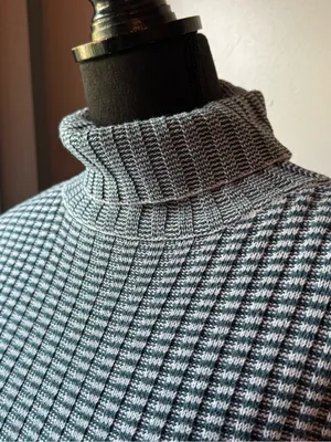 Calvin Klein green striped Ribbed Turtleneck Sweater small thumbnail 2