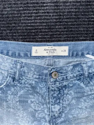 Abercrombie Fitch Low Rise Micro Mini Floral Denim Distressed Jean Shorts 8 Y2K thumbnail 7