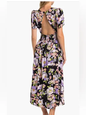 AFRM Jamie Pink Black Polkadot Print Open Back Maxi Dress Medium $138 Revolve thumbnail 11