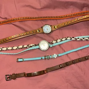 5 Wrap watches‎ and bracelets set lot Tan thumbnail 1
