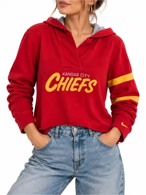 Nike Nfl Kansas City Chiefs Hoodie Womens S Cropped Raw Hem Football Game Day thumbnail 1