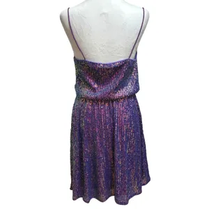 SheIn NWOT Sequin Cowl Neck Sleeveless Dress Womens S Lavender Glam Retro Hoco‎ Event thumbnail 3