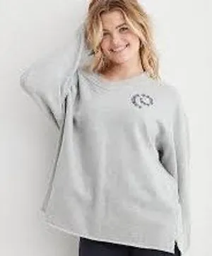 Aerie Good Energy Sweatshirt Womens S Grey Oversized Loungewear Cozycore Comfy thumbnail 1