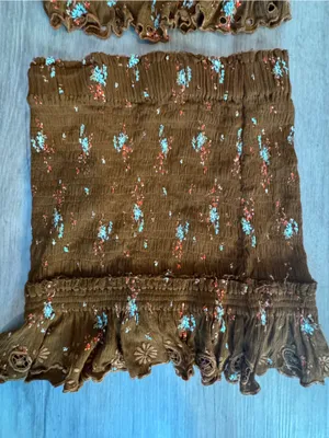 Free People Miss Louise Set Smocked Rust Floral Sz XS thumbnail 6