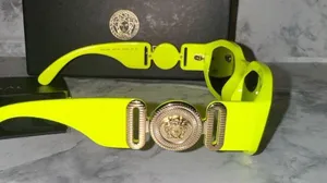 Versace BRAND NEW Authentic Geometric unisex Sunglasses yellow fluorescent frame thumbnail 5
