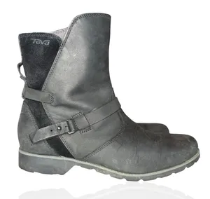 Teva 9.5 De La Vina Dos Black Leather Suede Waterproof Zip Up Buckle Boots‎ thumbnail 1