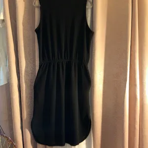 Black Sleeveless Midi Dress with Drawstring Waist Size L thumbnail 7