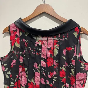 Sheer Floral Midi Dress Dark Romantic Gothic Satin Collar Size 8 thumbnail 7