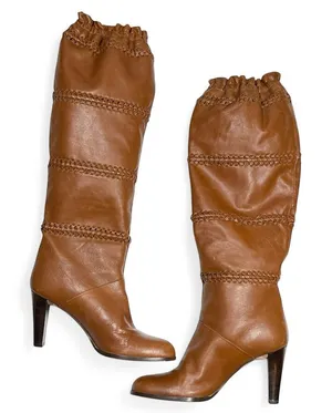 Coach Jae Soft Calf Slouch Leather Boots in Camel S-526 Sz 7.5 thumbnail 1