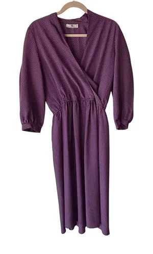 Vintage Jonathan Martin Purple Geometric Midi Dress Kentucky Derby‎ Old Money M thumbnail 1
