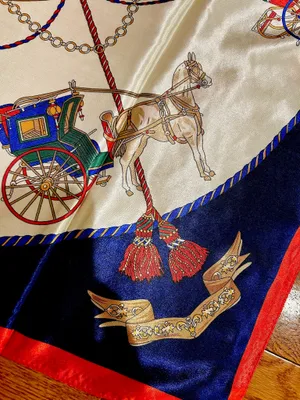 Vintage Regal Carriage&Horse EQUESTRIAN oversized square Silk Scarf 35/35 thumbnail 8