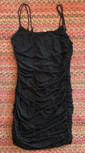 Lucy In The Sky Black Mesh Silver Glitter Party Dress thumbnail 1