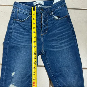 Abercrombie & Fitch Women High Super‎ Skinny Ankle Blue Distressed Jeans size 0S thumbnail 8