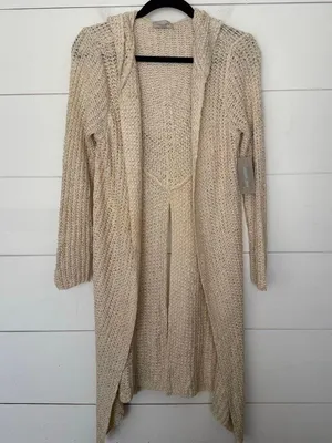 Urban Day Women’s Medium Cream Hooded Boho Cardigan Sweater New thumbnail 1