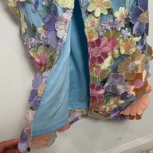 Bebe Blue Floral Flowers Sheer Sleeveless Dress thumbnail 7