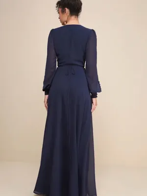 NWT Lulus My Whole Heart Dark Navy Blue Long Sleeve Maxi Dress Size Medium thumbnail 2