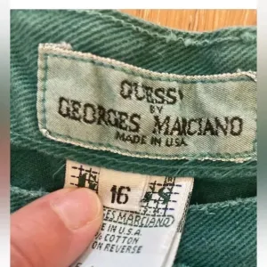 Vintage 90s Guess Shorts Size 16/28 Green‎ Denim Green Triangle Georges Marciano thumbnail 4