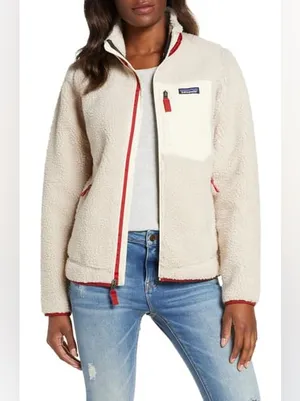 Patagonia Women's Classic Retro-X Fleece Jacket cream red size large thumbnail 10