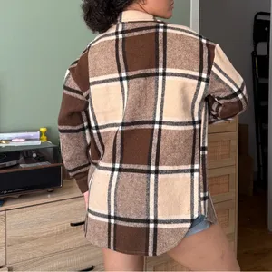 Princess Polly Brown Plaid Lightweight Jacket thumbnail 2