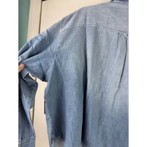 Old Navy Cropped Denim Button Down Shirt Light Wash Chambray‎ Western NWT XL thumbnail 3