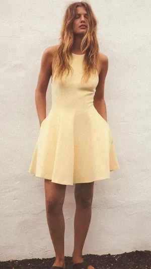 Zara mini halter dress butter yellow evening party wedding dress thumbnail 10