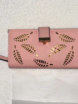Pink Women's Leaf-Cut Wallet with Gold Accent thumbnail 5