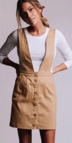 Mod Ref Camel jumper Denim Overalls Skirt Size Large juniors thumbnail 1