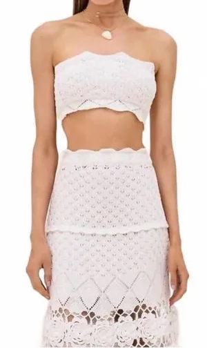 NWT Alexis Lily Strapless Crop Top White Crochet | XS thumbnail 1
