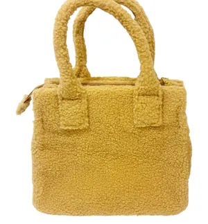J. Crew‎ Small Tan Sherpa Structured Mini Tote Bag Fleece NEW thumbnail 1