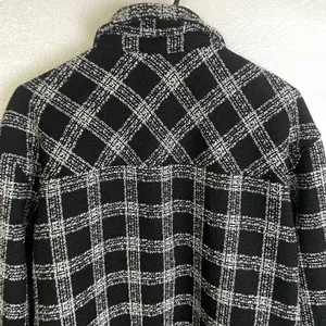 House of Harlow Shacket Womens Medium Black Button Up Tweed White Check Heavy thumbnail 8