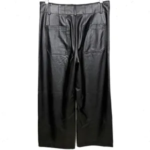 Anthropologie Maeve Colette Faux Leather Cropped Wide Leg Pants Black Size 28 thumbnail 2